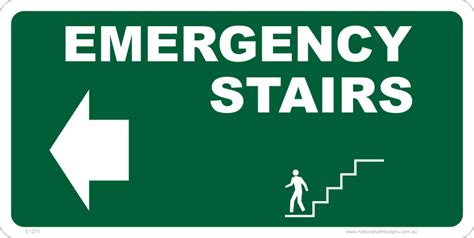Emergency Stairs Left Sign E1270 National Safety Signs