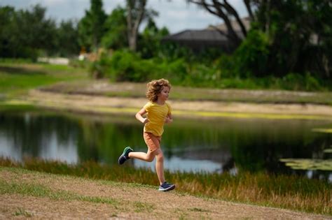 Premium Photo Cute Kid Boy Running Across American Neighborhood