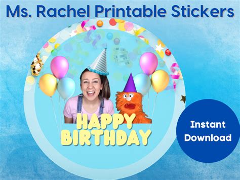 Ms. Rachel Happy Birthday Printable Stickers PDF Ready to - Etsy Canada