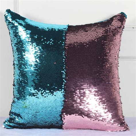 Diy Two Tone Glitter Sequins Throw Pillow Case Reversible
