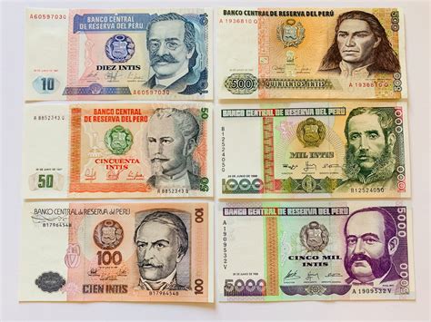 Great 6 Pcs Peruvian Intis Banknote Set Peru Currency Bills Etsy
