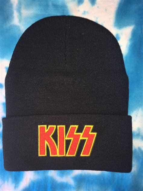 Kiss Black Beanie One Size Fits All Unisex Etsy