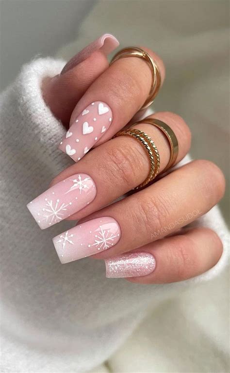 50 Festive Holiday Nail Designs And Ideas Ombre Nails With Snowflakes