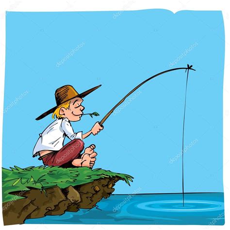 Cartoon Of A Boy Fishing Stock Vector Image By ©antonbrand 7927356
