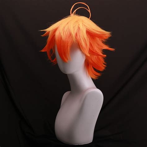 The Promised Neverland Emma Orange Yellow Gradient Fluffy Female Short Hair Cosplay Wig High