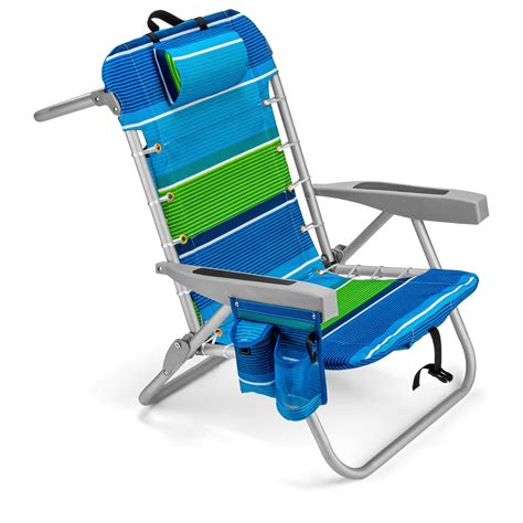 Homevative Folding Backpack Beach Chair with 5 Positions, Towel bar