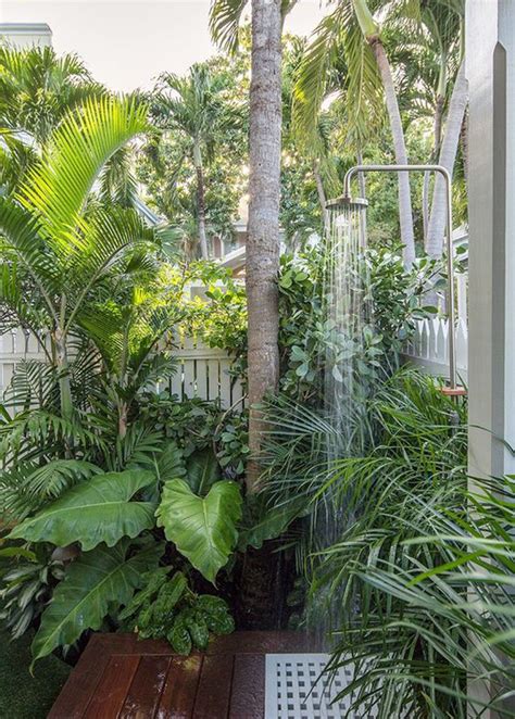 Lush Tropical Outdoor Shower Design Ideas