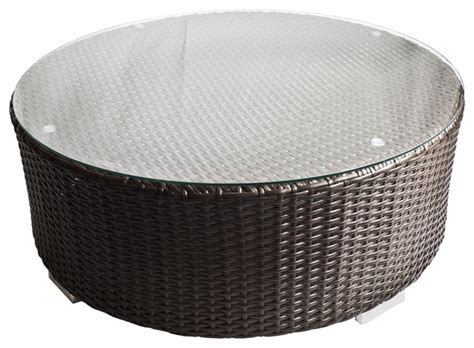 This round indoor wicker coffee table is excellent for curved seating arrangement. Outdoor Wicker Round Coffee Table With Glass Top, Short ...