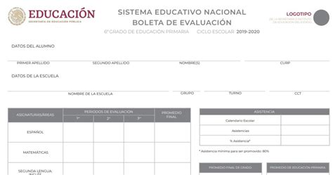 Boletas Oficiales De Preescolar Primaria Y Secundaria Ciclo Escolar