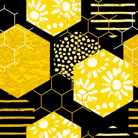 Seamless geometric pattern with honeycomb. Trendy hand drawn textures ...