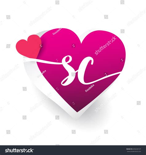 Initial Logo Letter Sc Heart Shape: vector de stock (libre de regalías