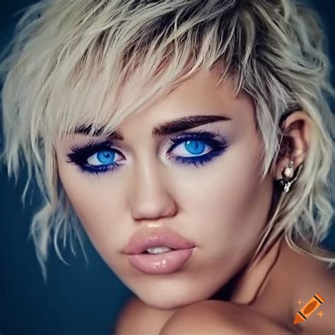 Portrait Of Miley Cyrus With Stunning Blue Eyes On Craiyon