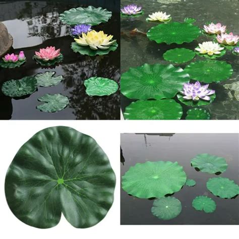 Artificial Plastic Fake Leaf Flowers Water Lily Floating Plants Decor