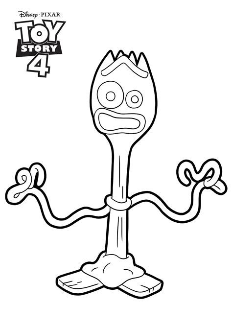 Forky Toy Story 4 Coloring Page Disney Pixar Toy Story 4 Kids