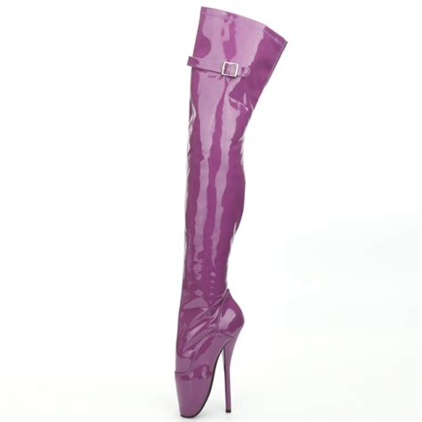 7inch Super High Heel Boots Patent Leather Pointed Toe Side Zip Thigh