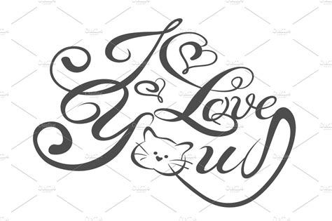 I Love You Lettering Design Vector Stunning Script Fonts ~ Creative