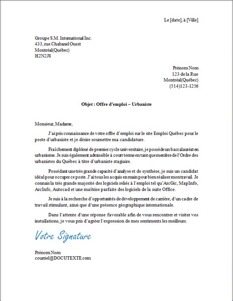 Lettre de motivation  Urbaniste  Docutexte