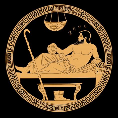 Starożytny Grecki Bóg Zeus Premium Wektor