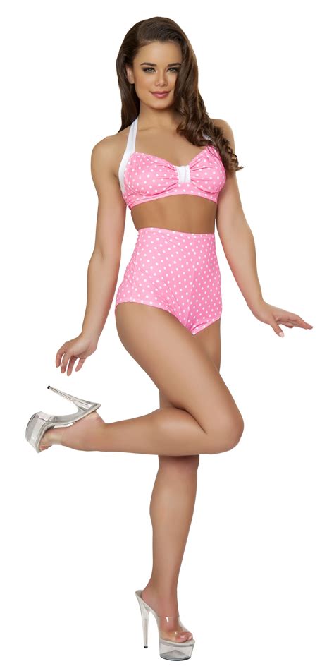 Adult Sexy Pin Up Halter Pink And White Women Top 1999 The
