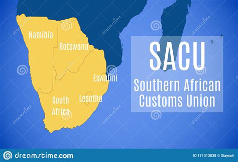 Vector Map Of The Southern African Customs Union Sacu Stock Vector