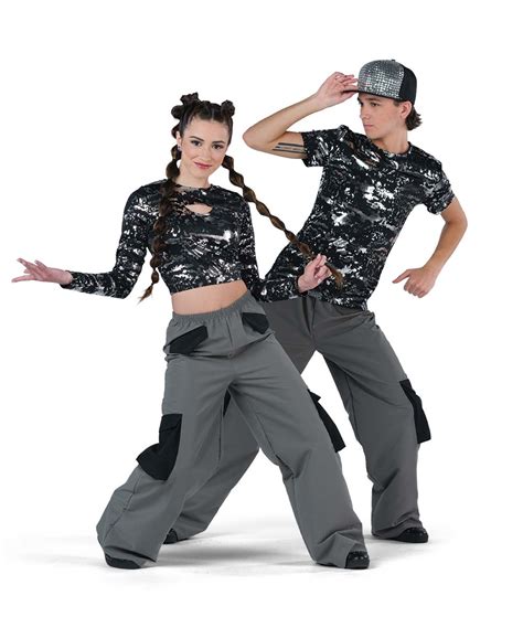 Black Gray Cargo Pants Hip Hop Dance Costume A Wish Come True