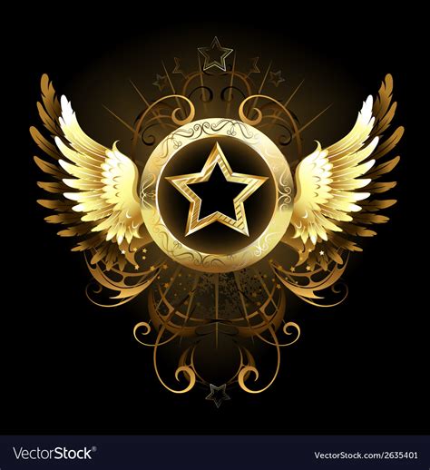 Star With Golden Wings Royalty Free Vector Image