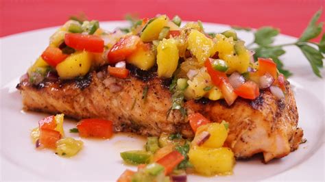 This colorful mango salsa recipe is so easy to make! Salmon with Mango Salsa | Dishin' With Di - Cooking Show *Recipes & Cooking Videos*