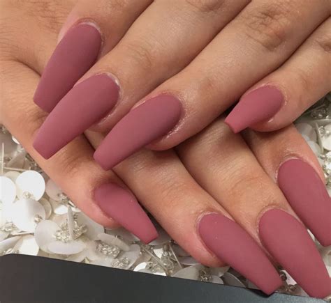 Matte Pink Coffin Shaped Nails Matte Pink Nails Laque Nail Bar Fake