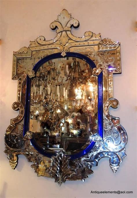 Wonderful Vintage Italian Blue Crystal And Beveled Glass Antique