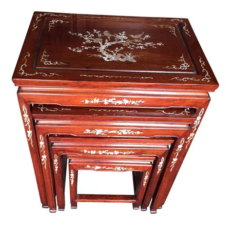 Vintage Chinese Rosewood Nesting Tables Set Of 4 On
