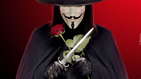 Postać W Masce Z Amerykańskiego Filmu Fabularnego V Jak Vendetta