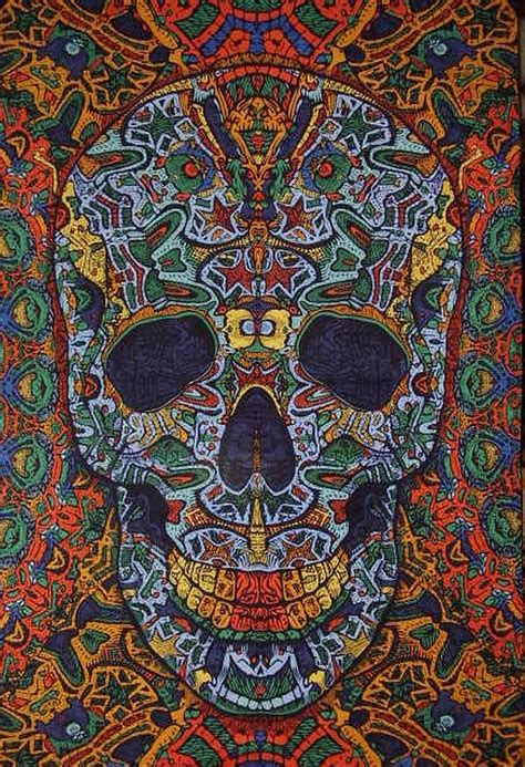 3 D Psychedelic Skull Tapestry Wall Hang 90 X 60 Ebay