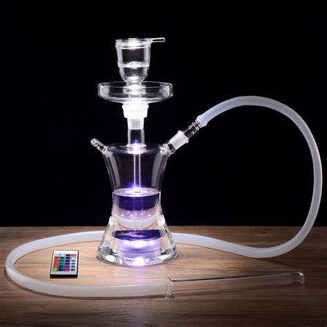 Big Glass Hookahs Shisha Complete Set With Multicolor Led Light Smoking