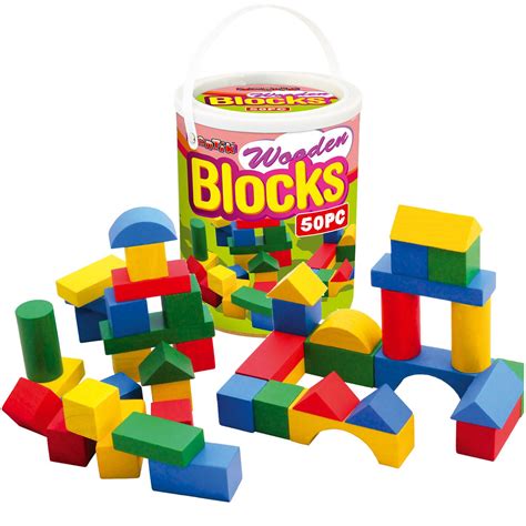 Wooden Construction Building Blocks Bricks Childrens Wood Toys Pieces