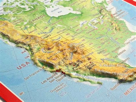 Nástenné Mapy Mapa Amerika Severná Reliéfna 3d Mapka 105x148cm