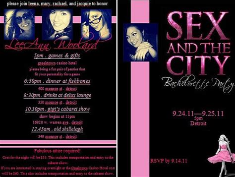 Sex And The City Bachelorettegirls Night Invitation Sex And The City Bachelorette Girls