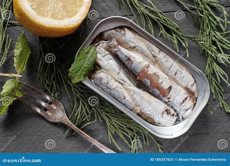 Tin Of Sardines In Olive Oil Stock Image Image Of Meal Snack 185357621