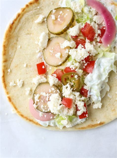 Greek Chicken Gyros With Tzatziki And Pickled Vegetables