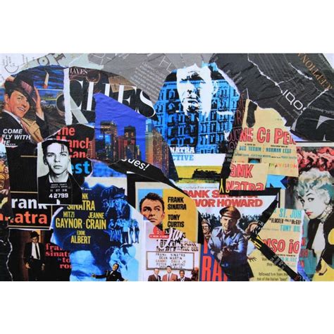 jim hudek sinatra blue black and white contemporary mixed media pop art collage portrait 21st