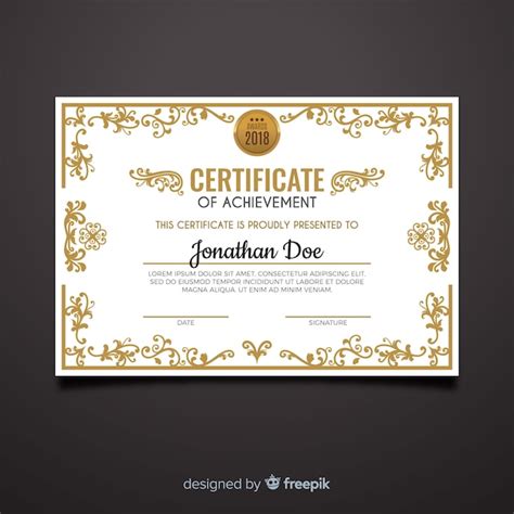 Free Vector Decorative Diploma Template With Golden Elements