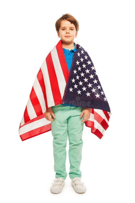 Cute Boy Wrapped American Flag Stock Photos Free And Royalty Free Stock