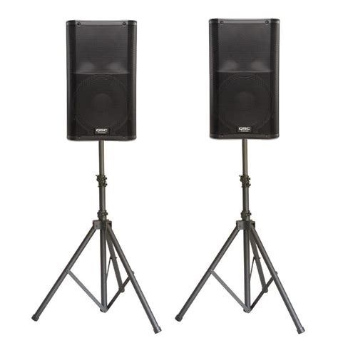 Qsc K12d2ss 2 Way 12 Powered Pa Speakers Package With Speaker Stands