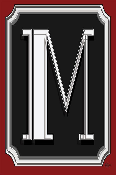Cafe Marquee Monogram Bold Initial M Digital Art By Cecely Bloom Fine