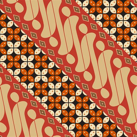 Editable Indonesian Batik Mixed Motif Kawung and Parang Vector as