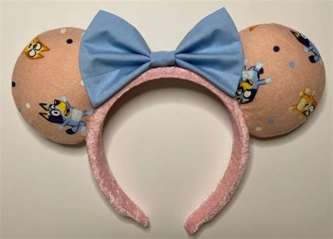 Soft Pink Bluey Cartoon Mouse Ears With Bow Option Headband Etsy