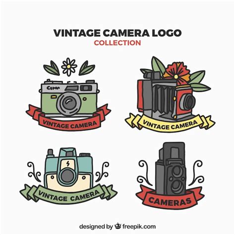 Vintage Camera Logos Set Free Vector