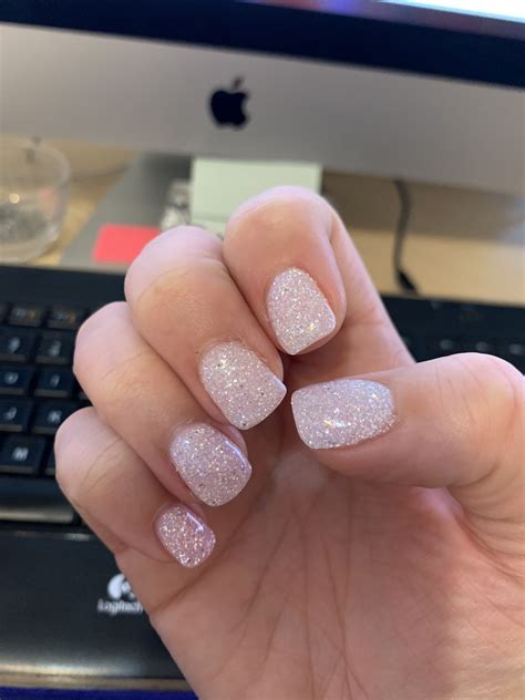 Dip Powder Glitter And White Snowy Nails Dipped Nails Sparkly Nails White Gel Nails