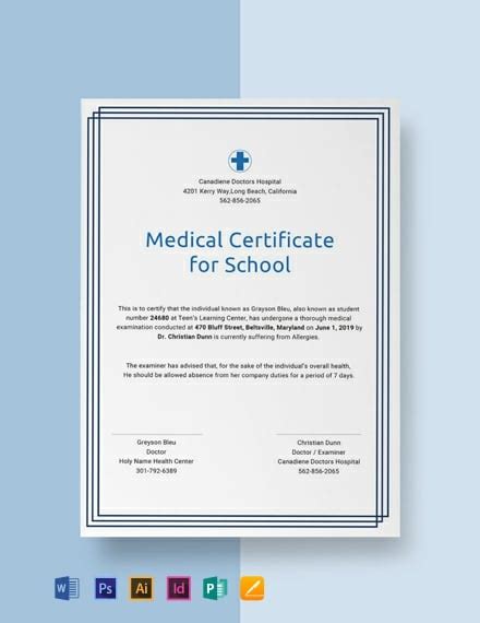 Hospital Medical Certificate Template Free Pdf Word Psd Apple Images