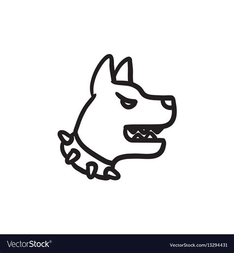 Aggressive Police Dog Sketch Icon Royalty Free Vector Image