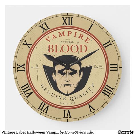 Vintage Label Halloween Vampire Wall Clock Vintage